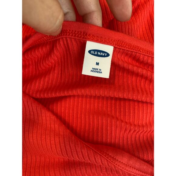 Old Navy orange ribbed long sleeves v neck tee size M - Picture 3 of 7